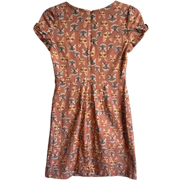 Kitson Size P Small Women's Print Mini Dress Pink Short Sleeve Fit & Flare - Picture 2 of 4